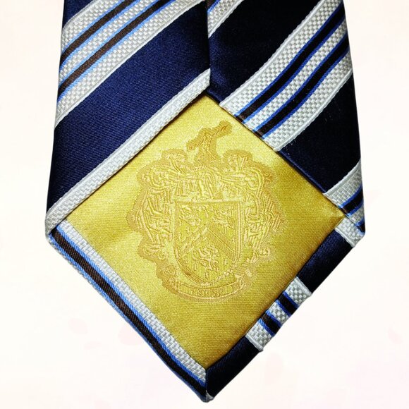 Donald J. Trump Signature Collection 100% Silk DarkBlue Navy Gray Silver NeckTie - Picture 6 of 10